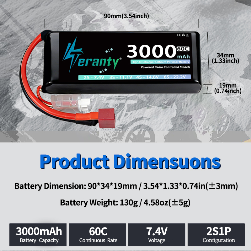 TERANTY 2S 3000mAhリポバッテリー 7.4V - Fpv Drone Esc のレビューと価格