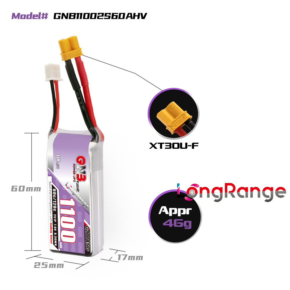 GNB 1100mAh 2S 3S 4S 6S 60C/12 - Fpv Drone Esc のレビューと価格
