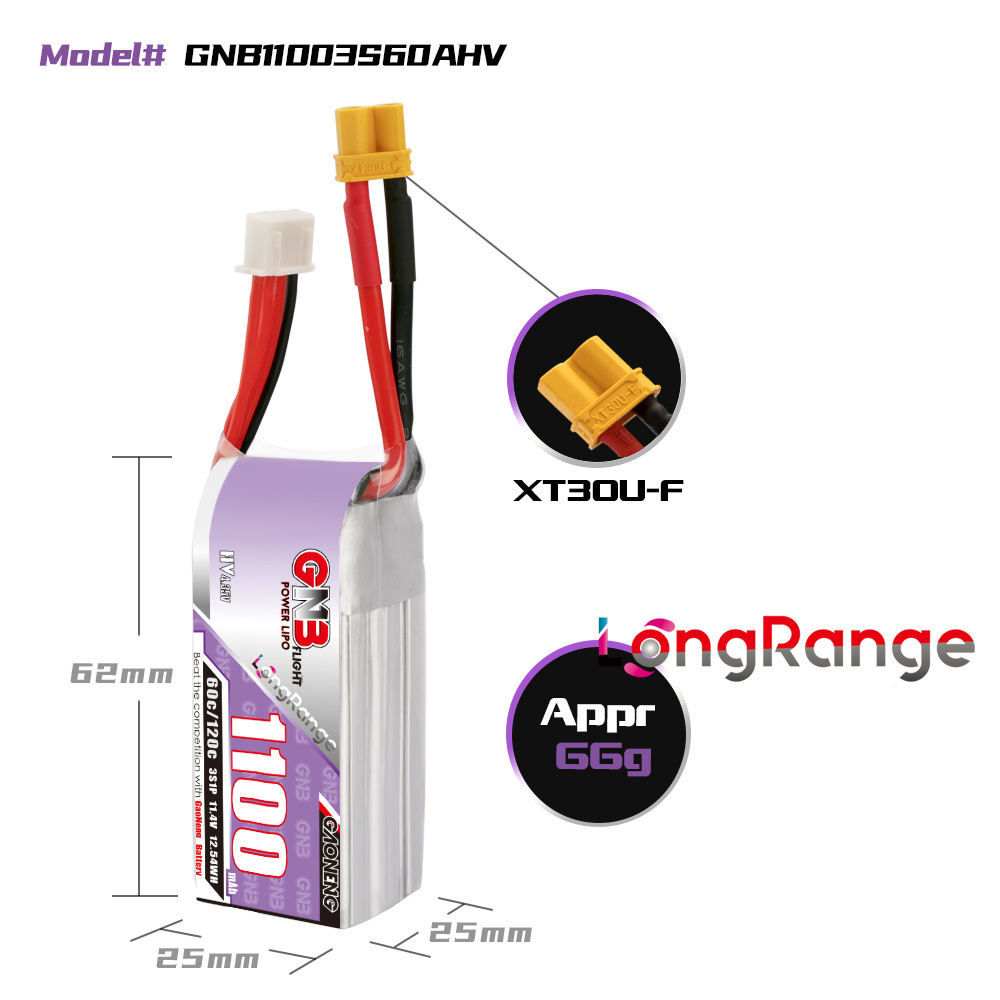 GNB 1100mAh 2S 3S 4S 6S 60C/12 - Fpv Drone Esc のレビューと価格
